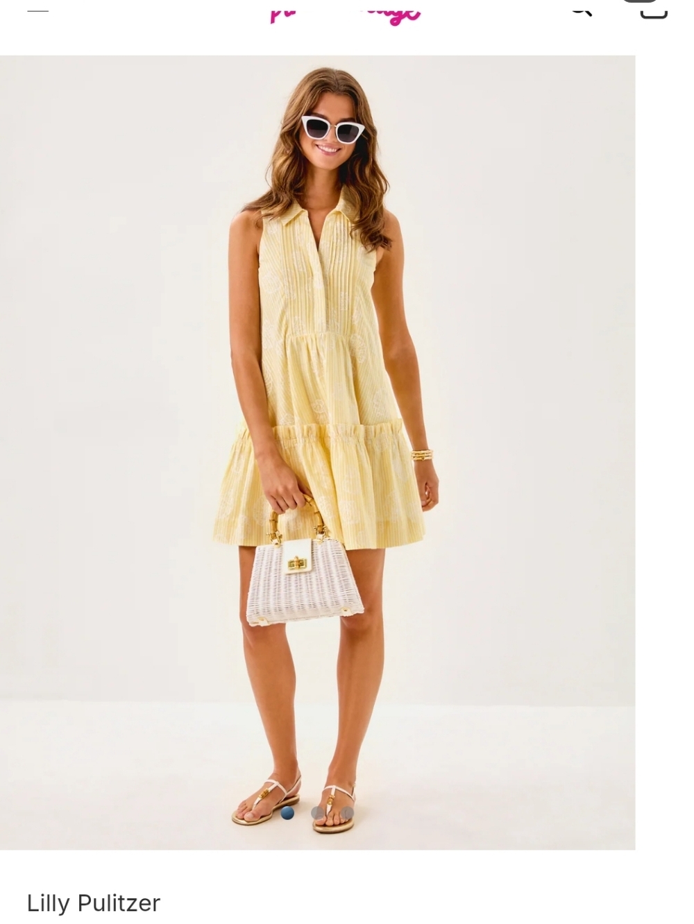NWT. Lilly Pulitzer Pale Yellow Shell-Print Sleeveless Dress. Honeycomb